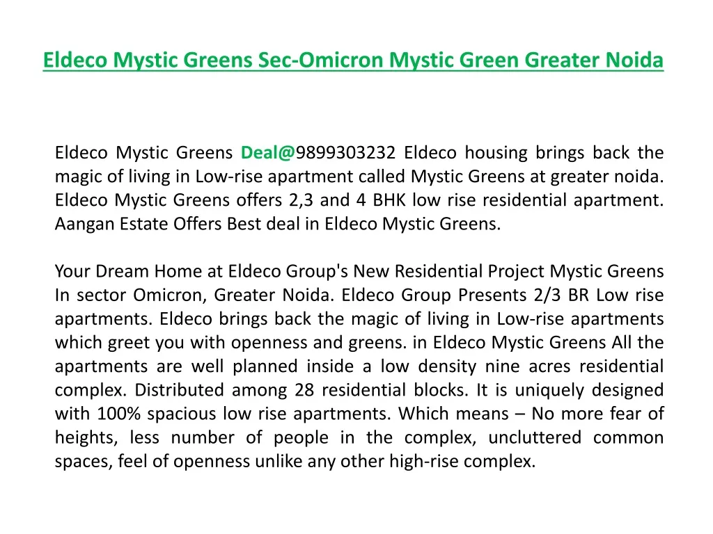 eldeco mystic greens sec omicron mystic green