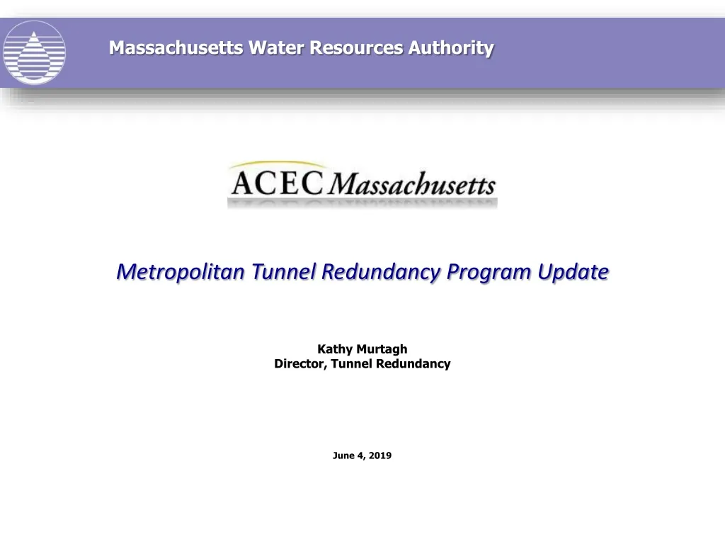 metropolitan tunnel redundancy program update