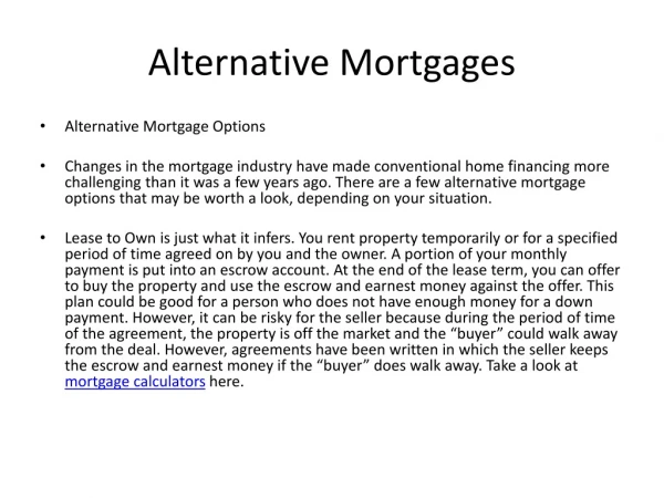 alternative mortgages