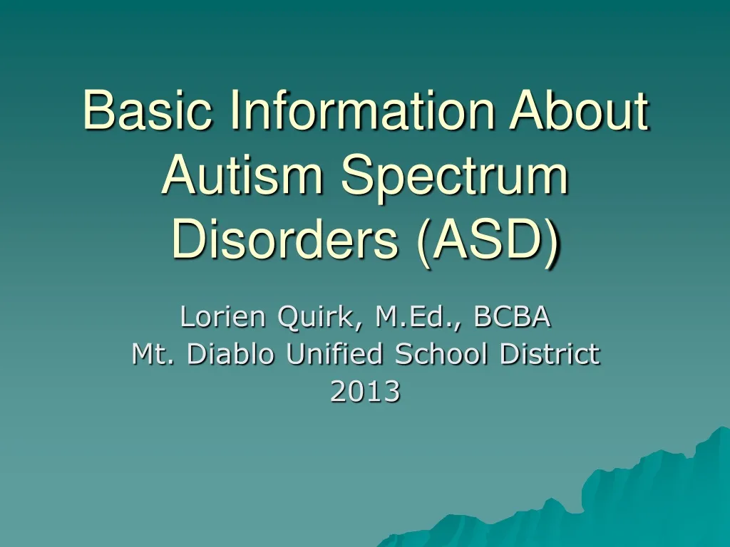 basic information about autism spectrum disorders asd