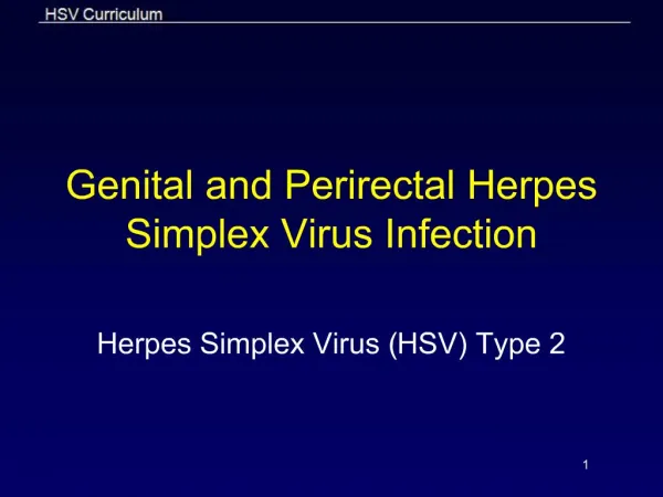 Genital and Perirectal Herpes Simplex Virus Infection