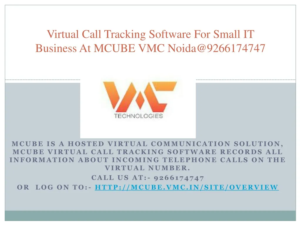 virtual call tracking software for small it business at mcube vmc noida@9266174747