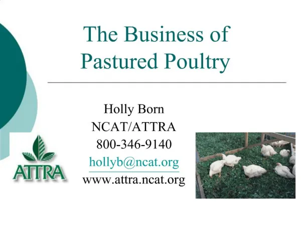 The Business of Pastured Poultry