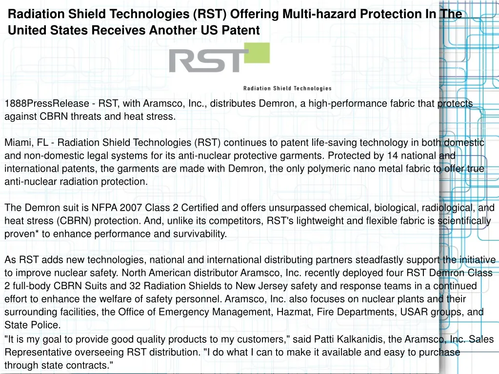 radiation shield technologies rst offering multi
