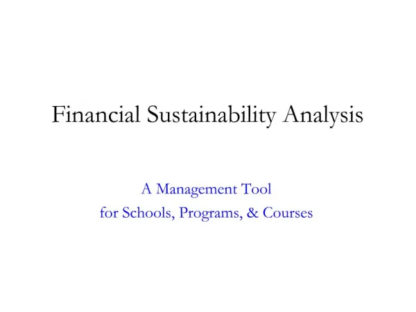 Financial Sustainability Analysis