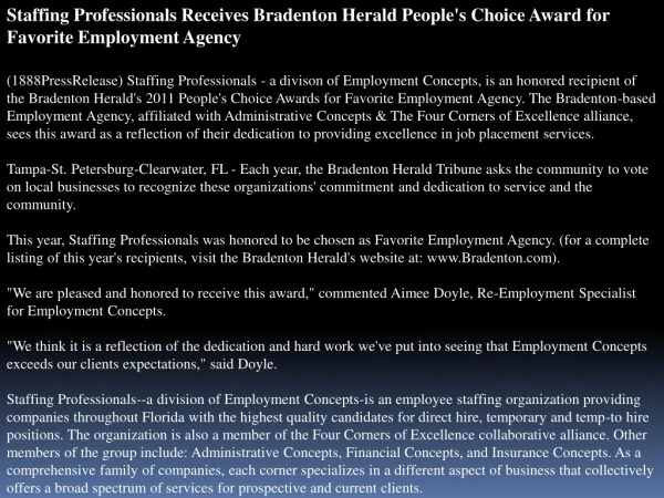staffing professionals receives bradenton herald people's ch