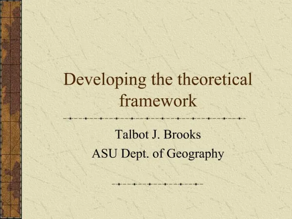 Developing the theoretical framework
