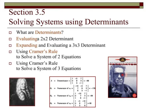 Section 3.5 Solving Systems using Determinants