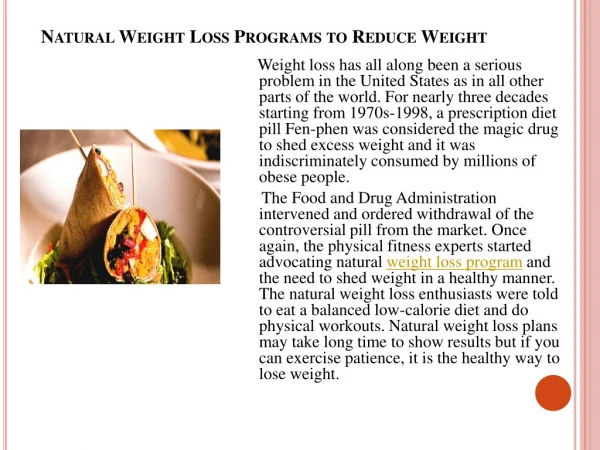 natural weight loss programs to reduce weight