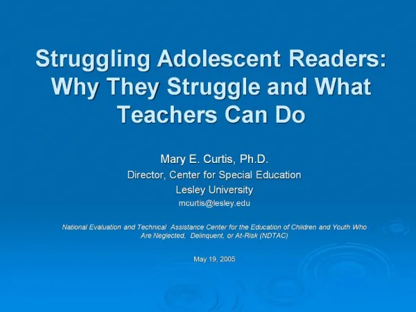 Struggling Adolescent Readers: Why They Struggle and What Teachers Can Do