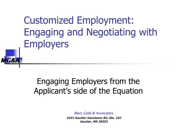 Customized Employment: Engaging and Negotiating with Employers