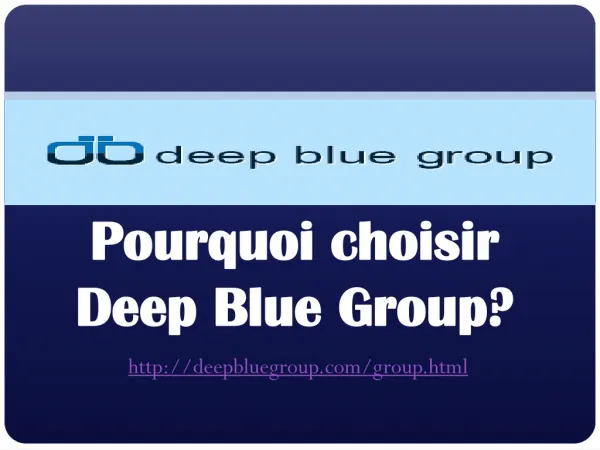 Pourquoi choisir Deep Blue Group?