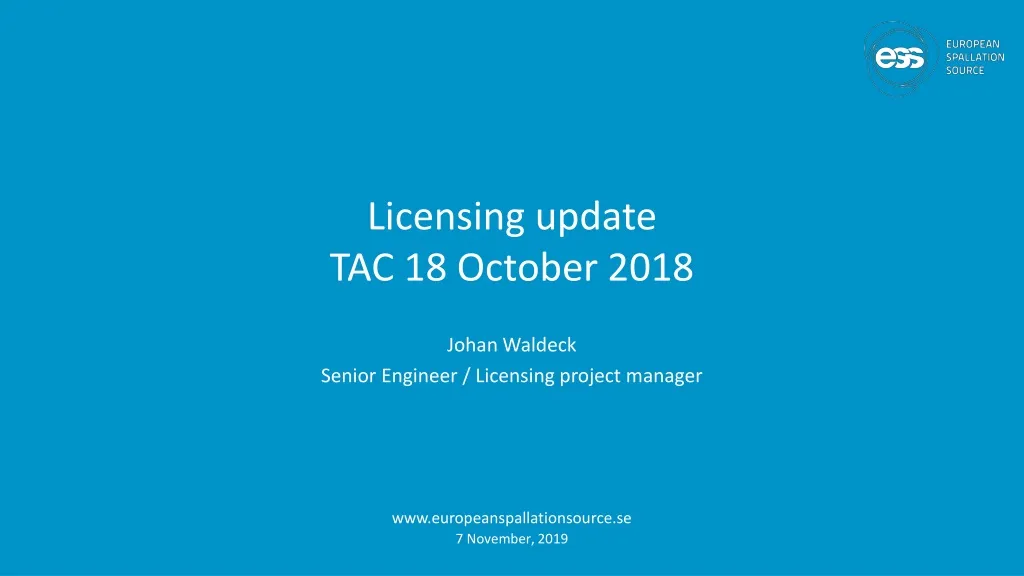 licensing update tac 18 october 2018
