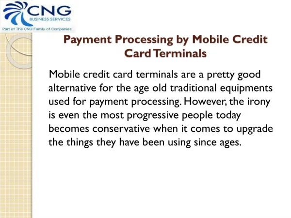 Payment Processing by Mobile Credit Card Terminals