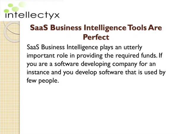 SaaS Business Intelligence Tools Are Perfect