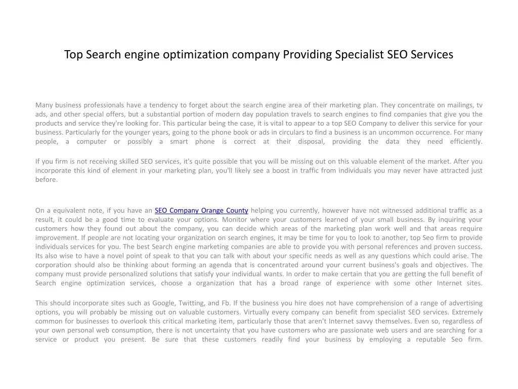top search engine optimization company providing specialist seo services