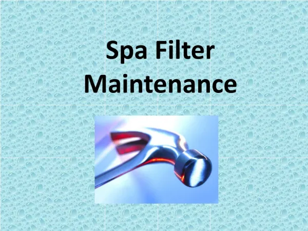 Spa Filter Maintenance