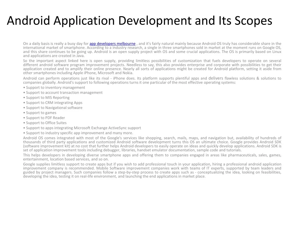 android application development and its scopes