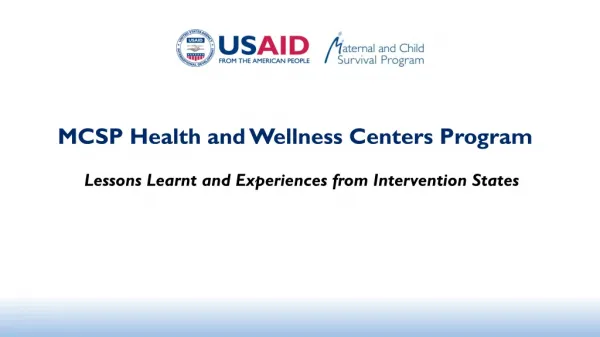 MCSP Health and Wellness Centers Program