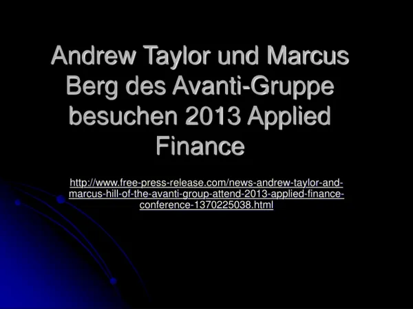 Andrew Taylor und Marcus Berg des Avanti-Gruppe besuchen 201
