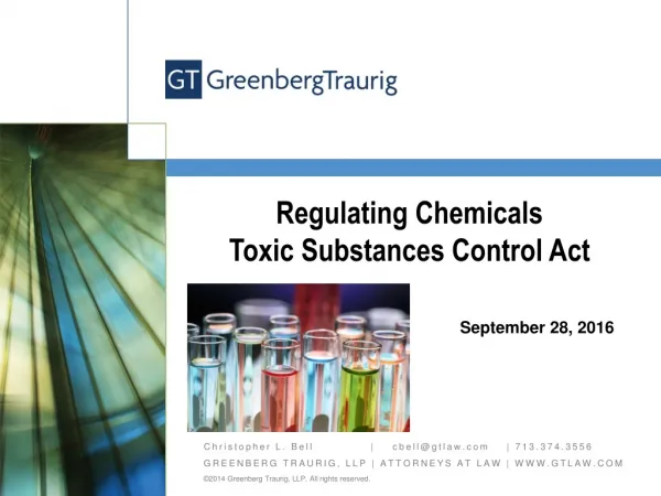 Regulating Chemicals Toxic Substances Control Act