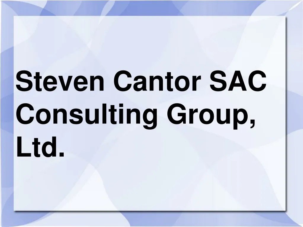 steven cantor sac consulting group ltd