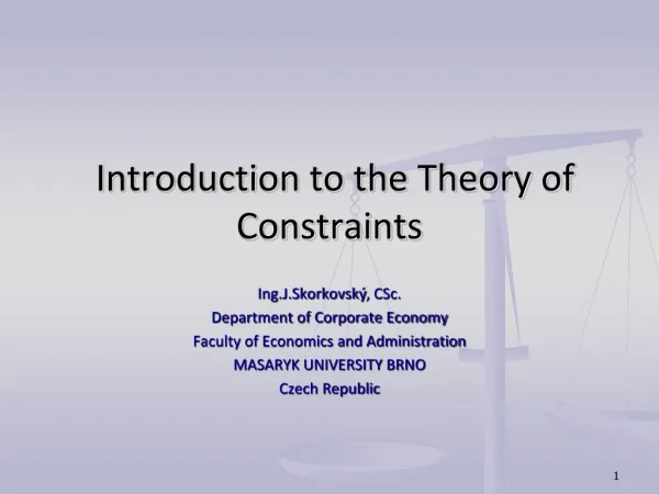 Introduction to the Theory of Constraints