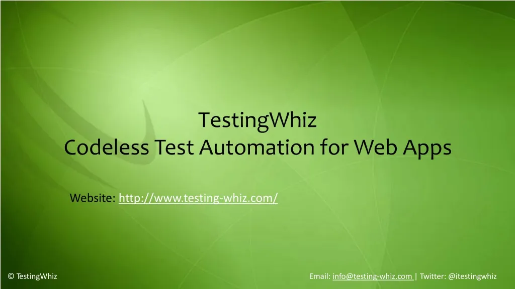 testingwhiz codeless t est automation for w eb apps