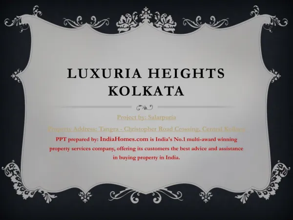 Luxuria Heights Kolkata, Luxuria Heights, Luxuria Heights Sa