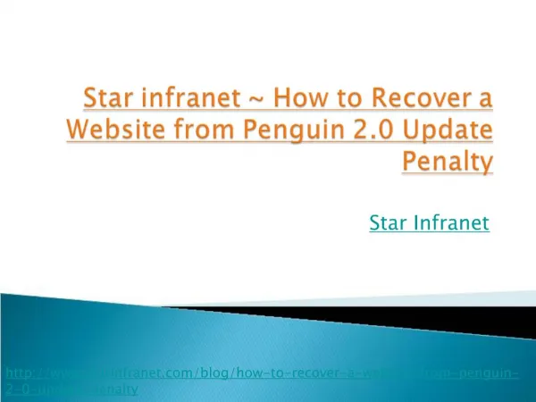 Star Infranet - How to Recover a Website from Penguin 2.0 Up