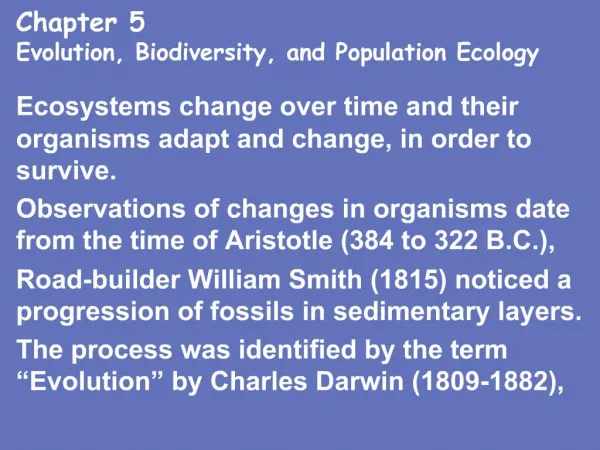 Chapter 5 Evolution, Biodiversity, and Population Ecology