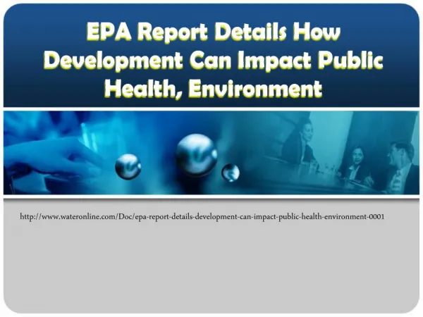EPA Report Details How Development Can Impact Public Health,
