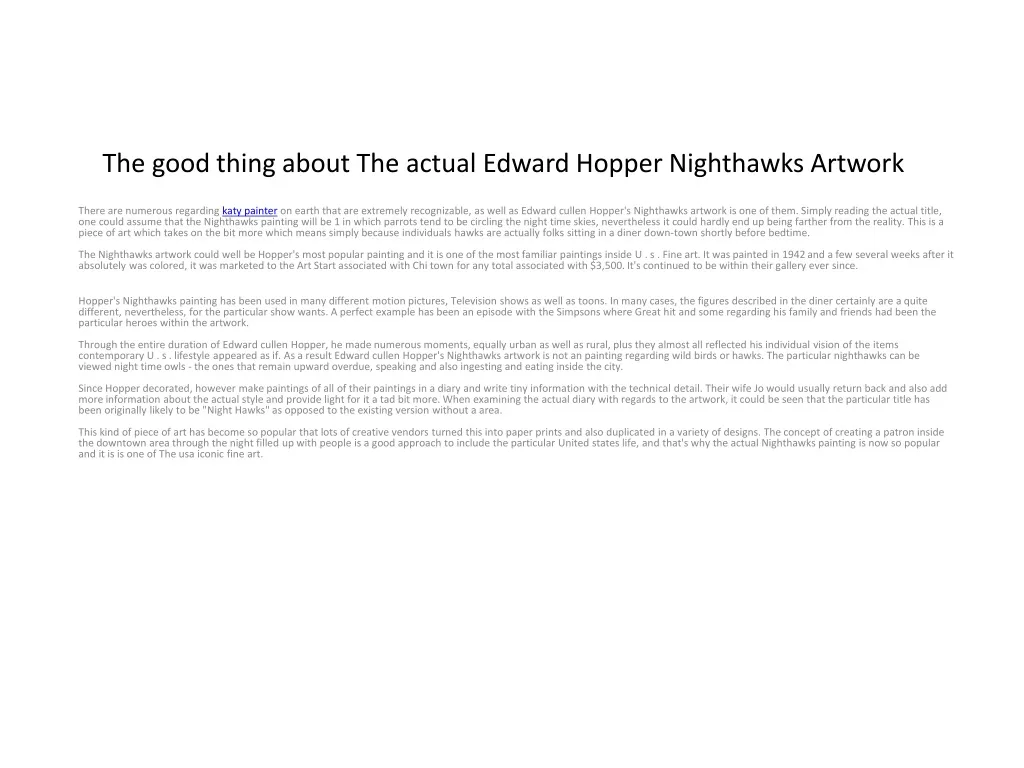 the good thing about the actual edward hopper nighthawks artwork