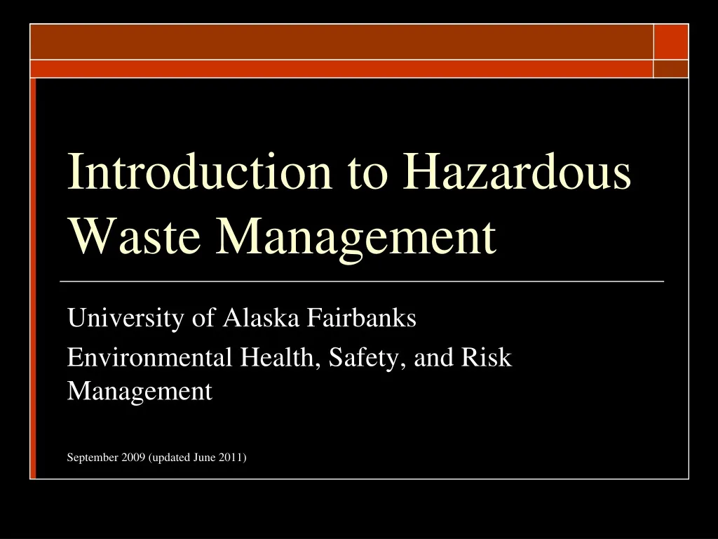 introduction to hazardous waste management