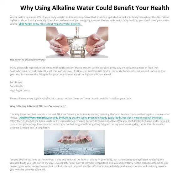 Why Using Alkaline Water Could Benefit Your Health