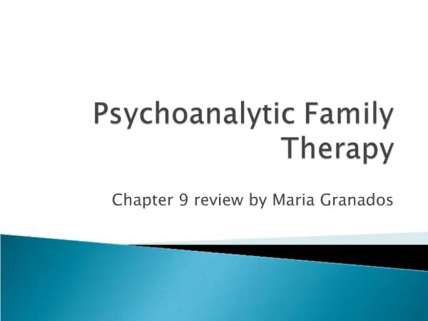 Psychoanalytic Family Therapy