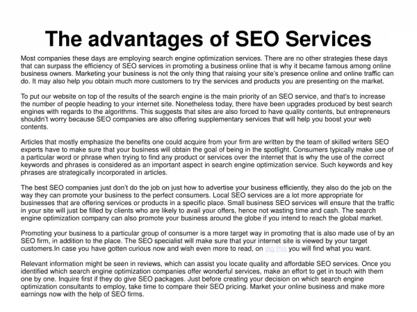 Draw in Even more Consumers by means of SEO Services