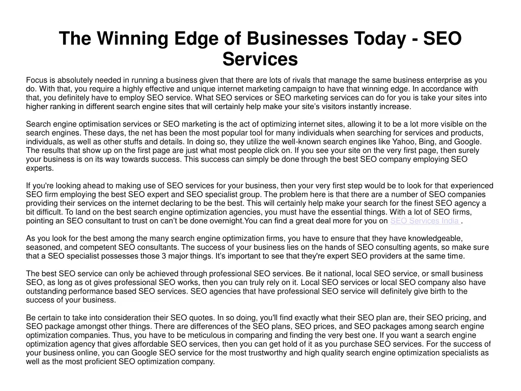 the winning edge of businesses today seo services