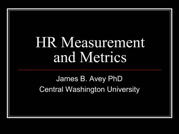 HR Measurement and Metrics