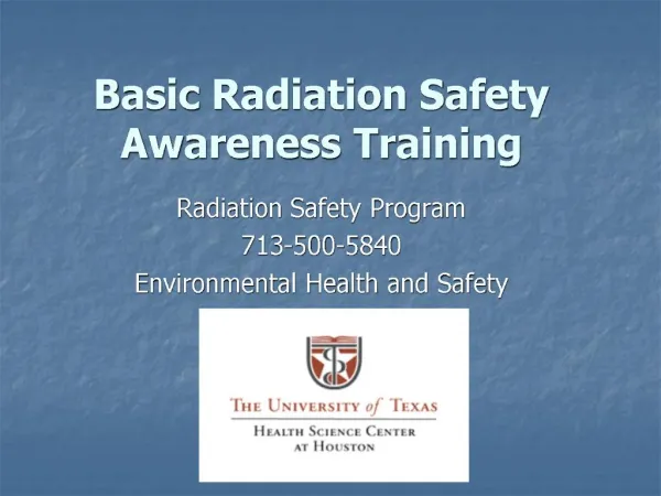 Basic Radiation Safety Awareness Training