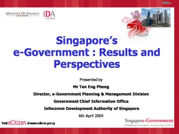 Singapore s e-Government : Results and Perspectives