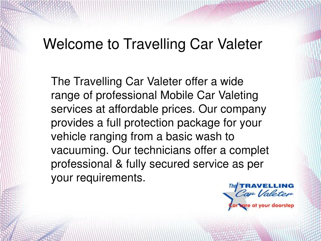 welcome to travelling car valeter