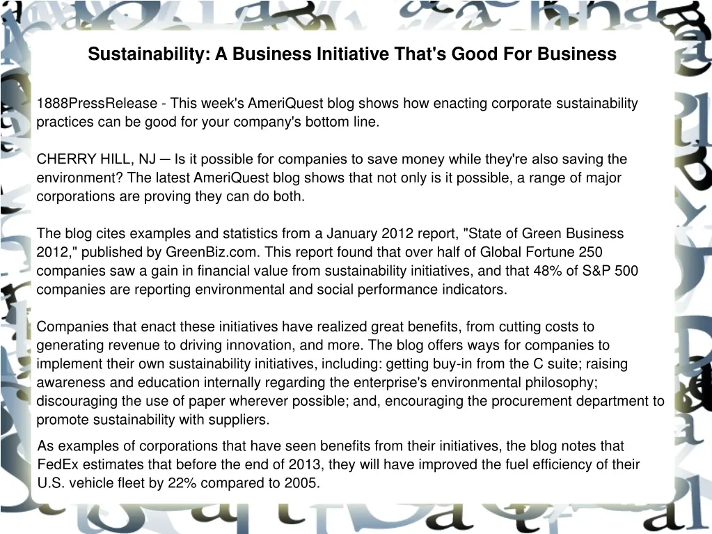 sustainability a business initiative that s good