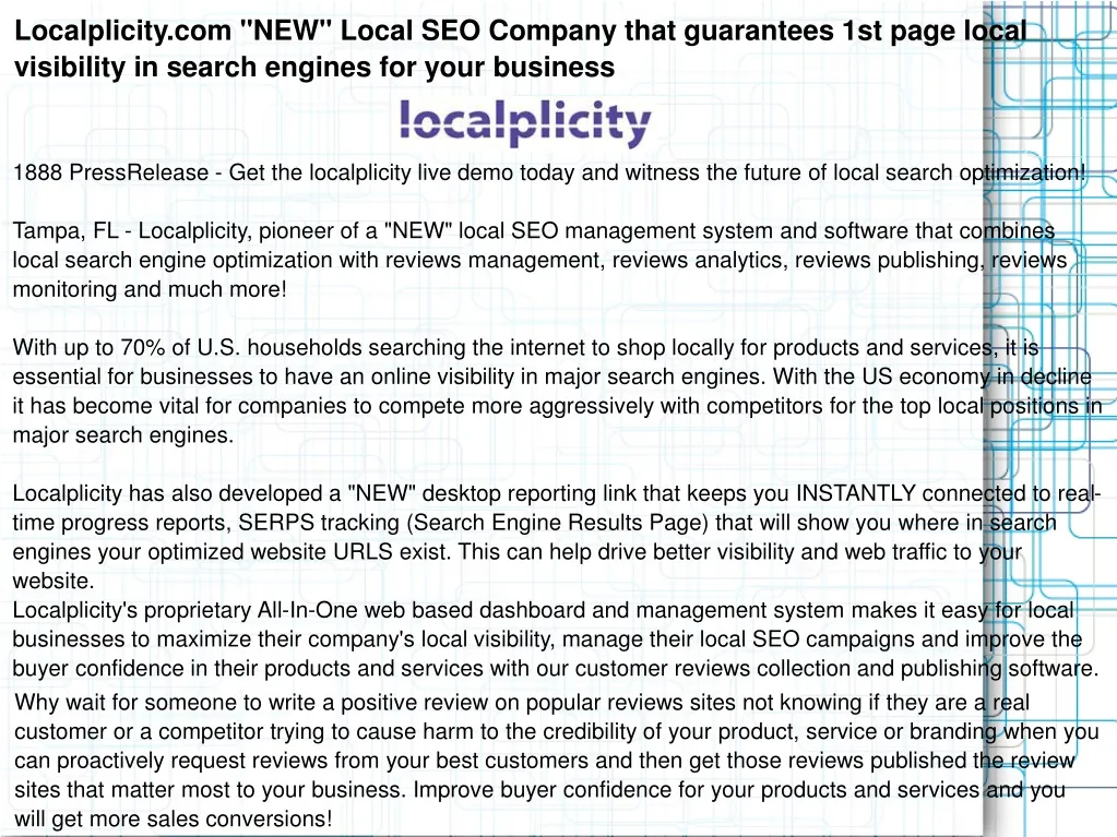 localplicity com new local seo company that