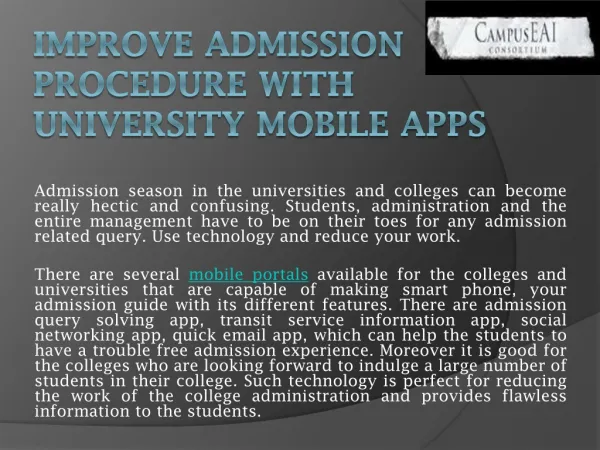Improve Admission Procedure with University Mobile Apps