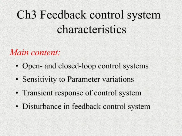 Ch3 Feedback control system characteristics