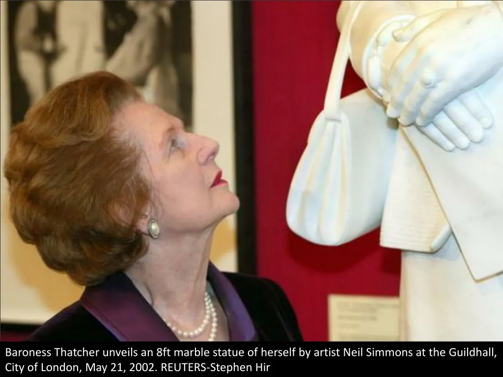 baroness thatcher unveils an 8ft marble statue