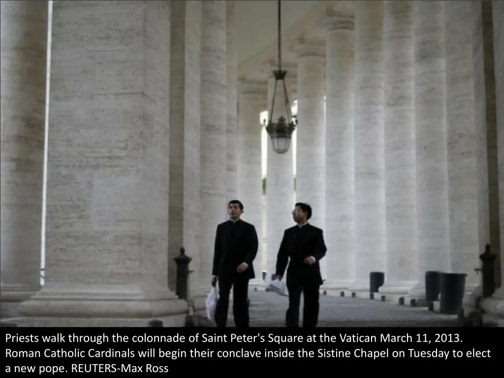 priests walk through the colonnade of saint peter
