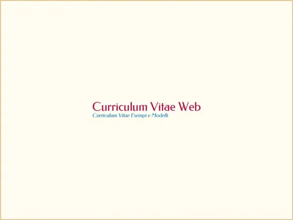 Curriculum Vitae Esempi e Modelli