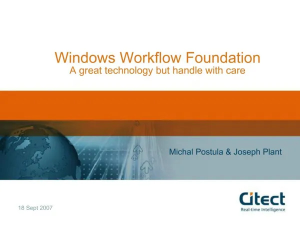 Windows Workflow Foundation A great technology but handle with care